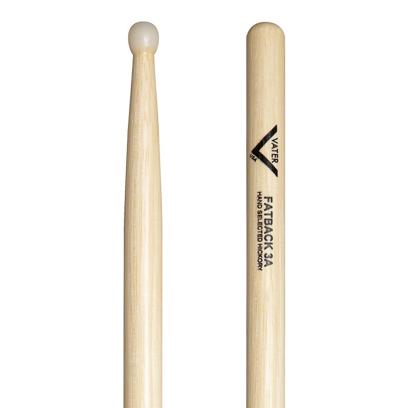 Vater 3A Nylon Tip Hickory Drum Sticks, Pair